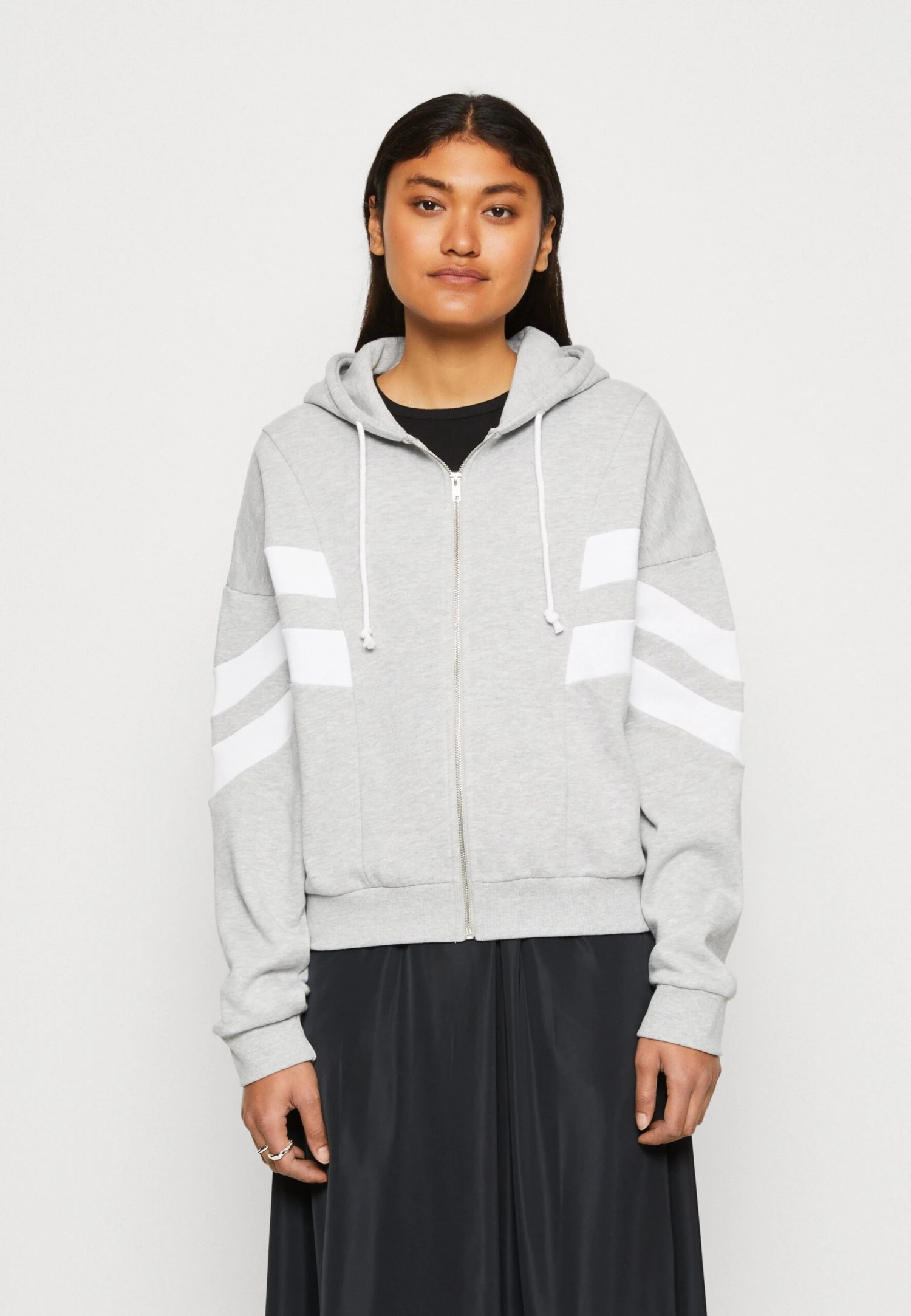 Even&Odd Sweat Zippé - Light Grey/White