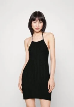 Even&Odd Strappy Back Mini Bodycon Fake Knit Dress - Robe De Jour - 802 - Black
