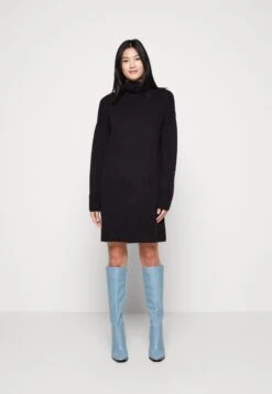 Even&Odd Rollkragen Mini Basic Strickkleid - Robe Pull - Black