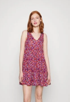 Even&Odd Sleeveless V Neck Volant Hem Flared Mini Dress (Eo-Ss23-C135-Sj) / Black - 802_Pink - 402_Orange - 205 - Robe De Jour - Black - 802_Pink - 402_Orange - 205