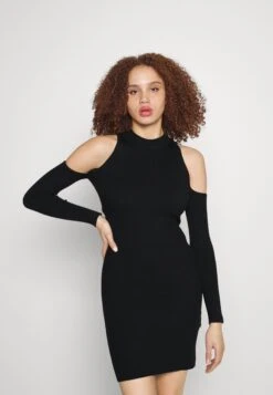 Even&Odd Party Schulterfrei Bodycon Mini Strickkleid - Robe Pull - Black