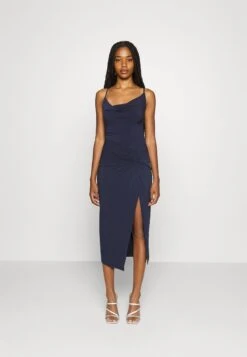 Even&Odd Circ Asymmetric Neckline Slit Dress - Robe De Soirée - 503 - Dark Blue