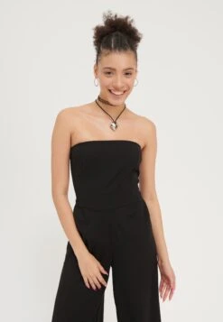 Even&Odd Bandeau Wide Leg Jumpsuit - Combinaison - Black