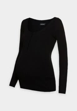 Nursing Button Placket - Pullover - Black