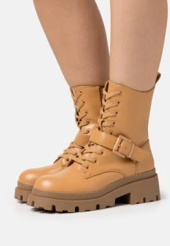 Bottines Ă Plateau - Cognac